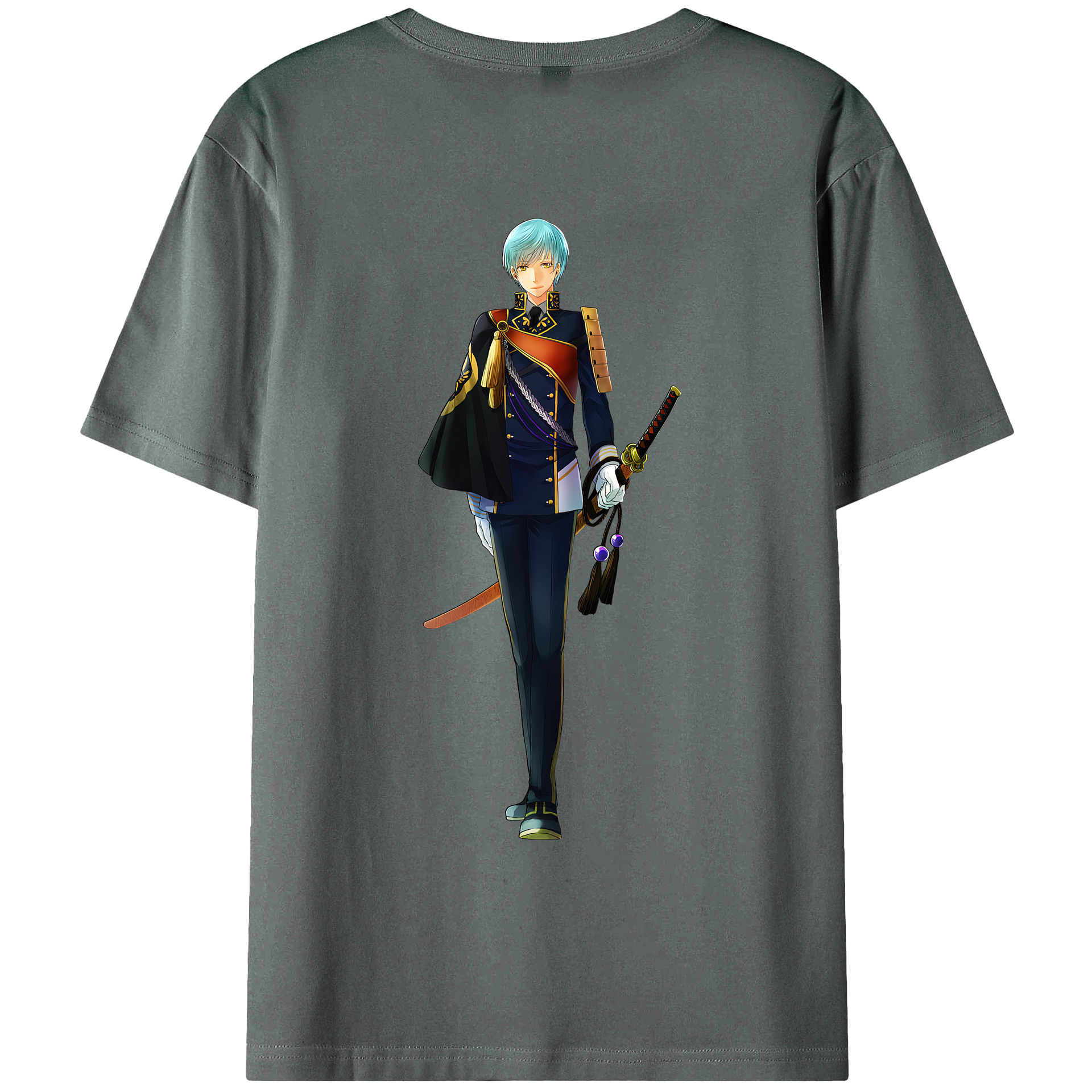 （画像用） 刀剣乱舞 Touken Ranbu 綿100％ メンズ半袖Tシャツ（バックプリント） 通気性